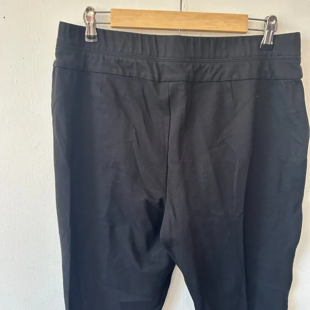 J. Jill Ponte Knit Leggings Womens Large Black Pull On Faux Leather Stripe - Picture 5 of 5